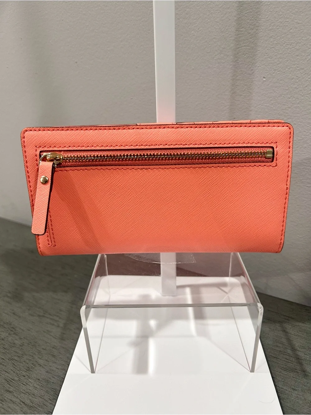 kate spade Coral Orange Saffiano Zip Wallet